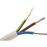 RS PRO Câble d'alimentation 3 conducteurs type 3183Y blanc x 2,5 mm²/Ø 9,7 mm 25 A, 100 m, 300 V, 500 V, PVC, rouleau 100 m