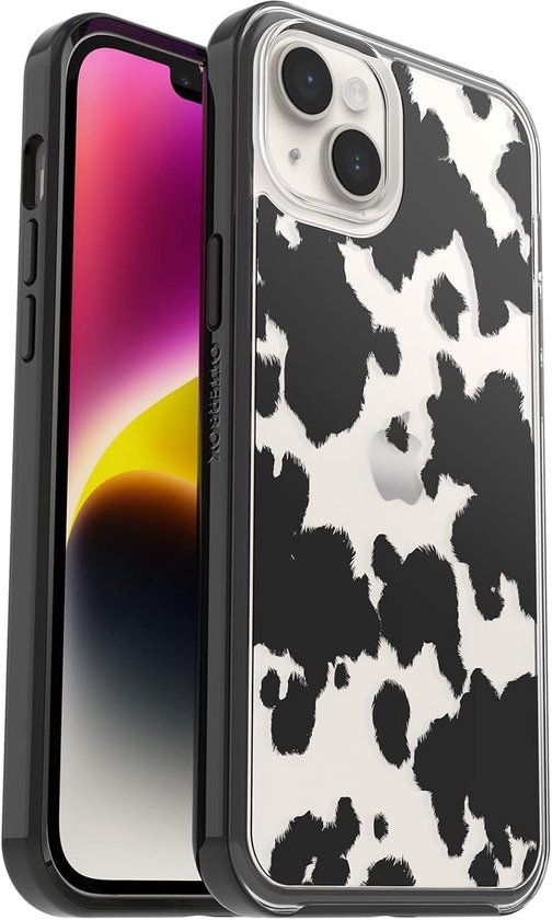 OtterBox Symmetry Clear iPhone 14 Plus Hoesje – Transparant – Schok- en Valbestendig – Dun Design – 3x Militair Getest – Antimicrobieel – Koeien Print