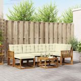 vidaXL Hoek loungeset 7-delig Acacia Hout Natuurlijk en Crème Inclusief Tafel