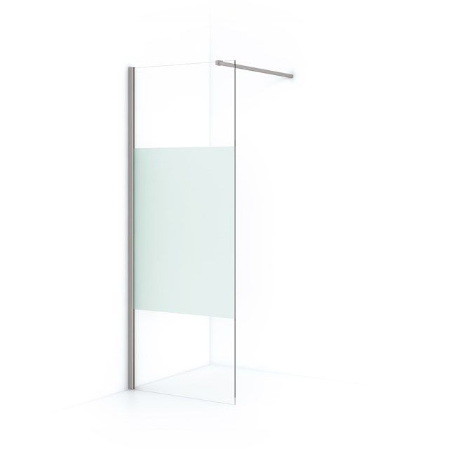 Maxaro Inloopdouche Diamond 80cm 8mm Helder Veiligheidsglas met Matte Strook Geborsteld RVS