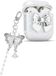 BeiJingLiangPinJiaZuoKeJiWenHuaFaZhanYouXianGongSi Housse de protection pour AirPods 1 et 2 avec porte-clés, perles papillon 3D et nœud argenté - Design en TPU résistant aux chocs et aux rayures