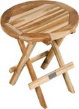 Merkloos Teakhouten bijzettafel - Balkon tafel - Rond - Bruin - Ø 50 cm