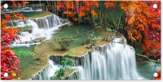 GreatGardenPosters Tuinposter Waterval - Natuur - 60x30 cm - PVC