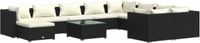 vidaXL 11-delige loungeset met kussens polyrattan zwart