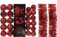 Kaemingk B.V. Set de décorations de Noël - Rouge - 42 pièces - Plastique - Boules de Noël, ornements et guirlandes en aluminium