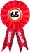 Paper dreams 65 jaar rozet - leeftijd badge - 65e verjaardag - rood - feestartikelen