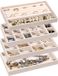 Frebeauty Sieraden Organizer Tray, Stapelbare Fluwelen Sieraden Trays, Lade-inzetstukken, Oorbellen Organizer voor Vrouwen en Meisjes, Sieraden Opbergdoos voor Ringen, Oorbellen, Set van 4 (Beige)
