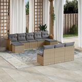 Maison Exclusive - Ensemble de jardin, composé de 10 pièces avec coussins, couleur : beige, matériau : polyrotin