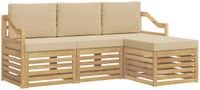 vidaXL - Buiten - bank - set - 4 - st - Wit - en - Beige - Polyester