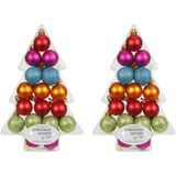 Inge-glas 34x Gekleurde mix kunststof kerstballen pakket 3 cm - Kerstboomversiering gekleurd