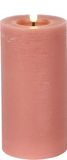 Countryfield Lyon bougie LED/bougie pilier - rose - D7,5 x H15 cm - minuterie