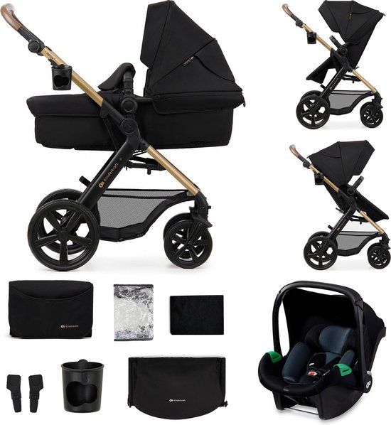 Kinderkraft MOOV 2 3-in-1 Kinderwagen – Wandelwagen & Travel System met MINK PRO i-Size Autostoeltje – Zwart