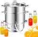 Fruits pressoir à vapeur 8 litres – Pressoir à fruits pour fruits et légumes, machine à jus, incl. 4x bouteilles à levier, compatible induction et lavable au lave-vaisselle