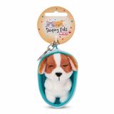 NICI sleutelhanger, slapende hond, 8 cm, Cocker Spaniel, mandje, lichtblauw