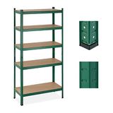Relaxdays stellingkast, 5 planken, HBD 180 x 90 x 40 cm, draagvermogen 875 kg, kelder, garage, metaal, staal, groen