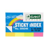 D.RECT Zelfklevende strips, pagemarkers index, zelfklevende tekststrips, 20 x 50 mm, 4 x 50 stuks kartonnen dispenser