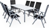Casaria Tuinset Bern – 8 Stoelen + 1 Tafel Aluminium - Zilver