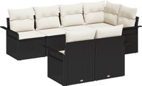 vidaXL Tuinbank Set 7-delig Zwart Polyrattan