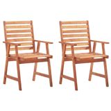 Maison Exclusive - Chaise de salle à manger d'extérieur lot de 2 et coussins acacia massif