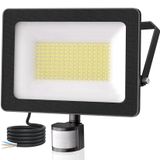 Projecteur LED 100W avec détecteur de mouvement, blanc froid, IP66, pour extérieur
