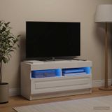 Prolenta Maison Exclusive - Meuble TV LED, finition laquée blanche, en panneaux de particules
