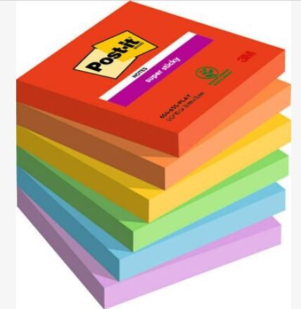 Post-it® Super Sticky Notes - Playful Colour Collection - 76 x 76 mm