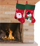 Sandy Decoratie kerstsokken - set 2x st - rouge - père Noël et bonhomme de neige - H45 cm