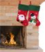 Sandy Decoratie kerstsokken - set 2x st - rouge - père Noël et bonhomme de neige - H45 cm