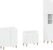 vidaXL - 3-delig - badkamerkast - set - DELFT - Hoogglans - Wit - Bewerkt - hout