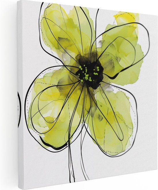 Artaza Canvas Schilderij Gele Bloem 80x80 - Canvas Print