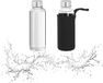 Relaxdays Glazen Drinkfles - Set van 2 - 360 ml - Transparant/Zwart