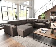 DELIFE Sirpio woonkamerlandschap 300x210 cm microvezel kaki bruin recamiere variabele
