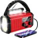 Radio de secours sans marque - Solaire à manivelle 10.000mAh - MODEL 2025 - Powerbank solaire Énergie solaire - Kit de survie d'urgence - Lampe de poche rechargeable - Kit d'urgence – Ration d'urgence – Rouge