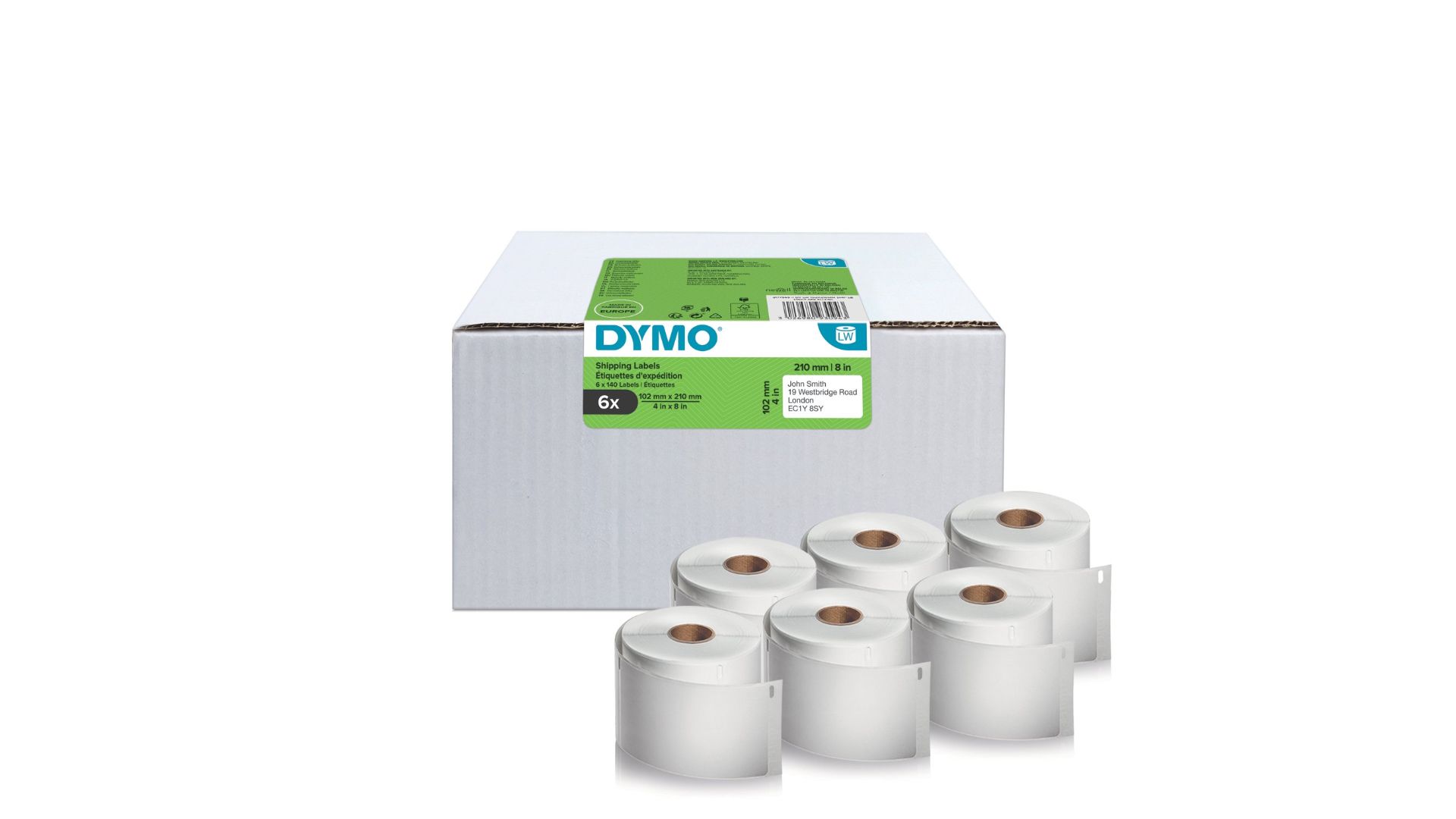 DYMO 2177565 printeretiket - Wit - Zelfklevend - 102 x 210 mm - 840 labels