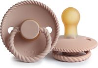 FRIGG - Rope Fopspeen Natuurlijk Rubber - blush - maat T1 (0-6 maanden)