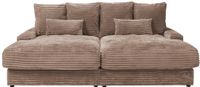 Vente-unique CALAZO Driezitsbank Taupe Ribfluweel
