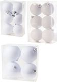 Cosy&Trendy Billiet - Vanlaere Kerstversiering set glitter kerstballen in het wit 6 - 8 - 10 cm pakket - 50x stuks