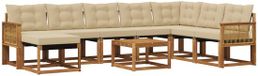 vidaXL - Hoek loungeset - Acacia hout - Natuurlijk en beige
