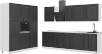 Vicco Complete keukeneenheid Fame-Line, Anthrazit-Gold Landhaus/Wit, 460 cm, WB Marmer