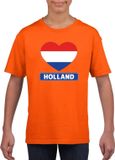 Bellatio Decorations Shoppartners Bv Oranje Holland hart vlag shirt kinderen - Oranje Koningsdag/ Holland supporter kleding 134/140