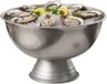 Excellent Houseware Serveerschaal - oesters/zeevruchten - op voet - zilver - rvs - 40 x 24 cm