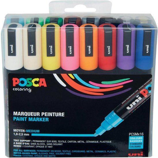 Uni-Ball Posca PC-5M - Set van 16 stiften - Assorted Colors
