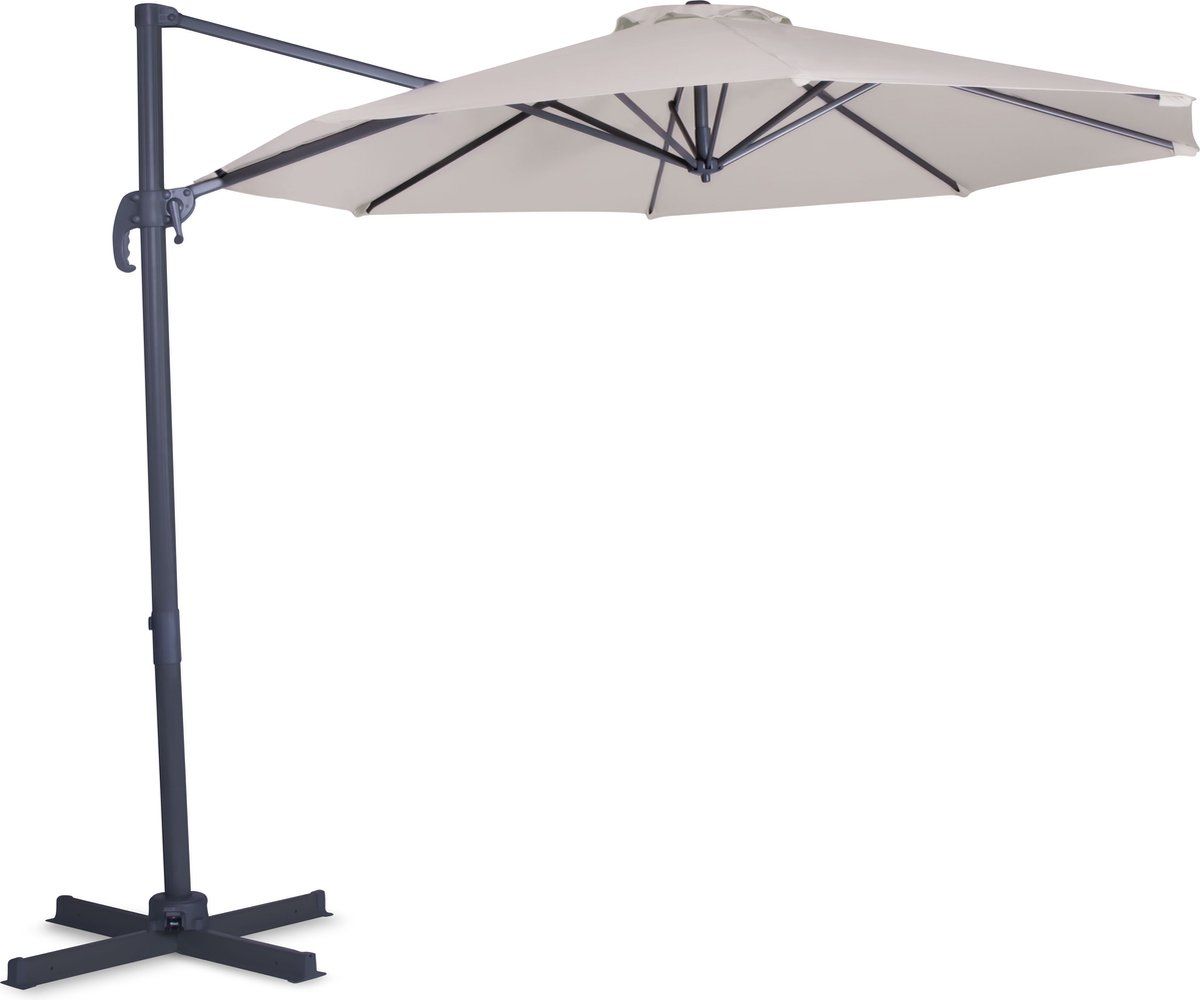 VONROC Parasol Bardolino Ø300cm - Zweefparasol - Draai- en kantelbaar - UPF 50+ - Beige