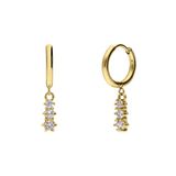 Lucardi Dames Stalen goldplated vintage oorbellen met wit zirkonia