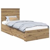 vidaXL Bedframe met lade Artisan Eiken 90 x 200 cm Bewerkt hout