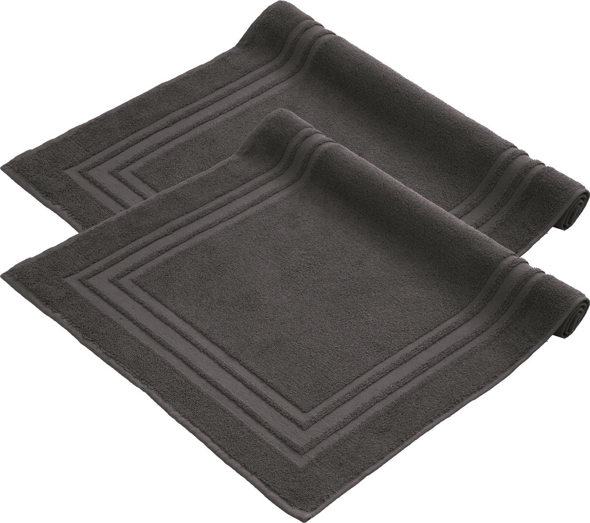 Komfortec Badmat - 2 stuks - Zachte en Absorberende Douchemat - 50x70 cm - 100% Katoen – Antraciet