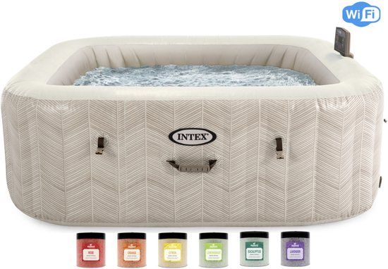 Intex PureSpa Chevron Deluxe Bubble Spa + Aquatural Set Aroma Crystals 6 x 350 gram