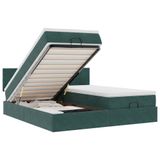 vidaXL Ottoman bed with mattresses and LEDs 160x200cm velvet dark green