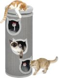 PawHut Kattentoren Spaanplaat, Polyester 38L x 38B x 96H cm Grijs