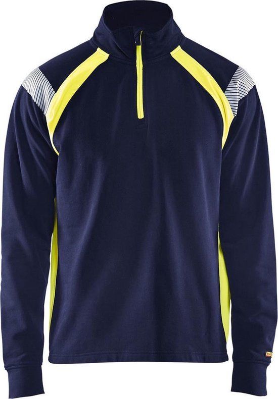 Blåkläder Sweatshirt halve rits Visible 3432-1158 - Marine/High Vis Geel - L